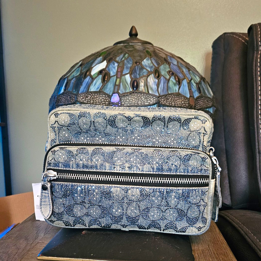Coach Signature Denim Crystal Dakota Bag, with Silver Hardware. Coach Signature Denim Crystal Dakota Bag, with Silver Hardware.