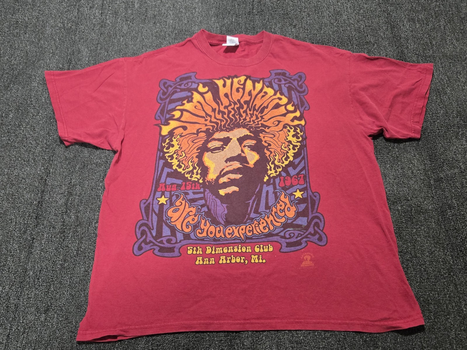 Authentic Jimmy Hendrix Are You Experienced T Shirt Extra Large Red Short Sleeve Authentic Jimmy Hendrix Are You Experienced T Shirt Extra Large Red Short Sleeve