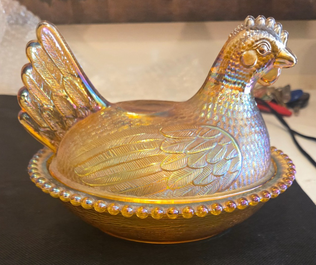 Vintage Amber Glass Hen On Nest Indiana Glass 7 Vintage Amber Glass Hen On Nest Indiana Glass 7
