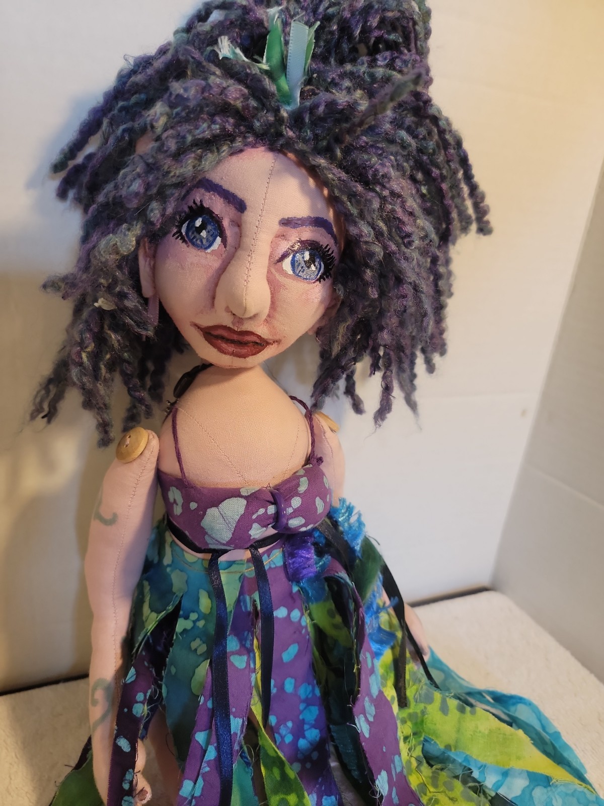 Unique Handcrafted OOAK Cloth Art Doll - Whimsical Fairy Rag Doll