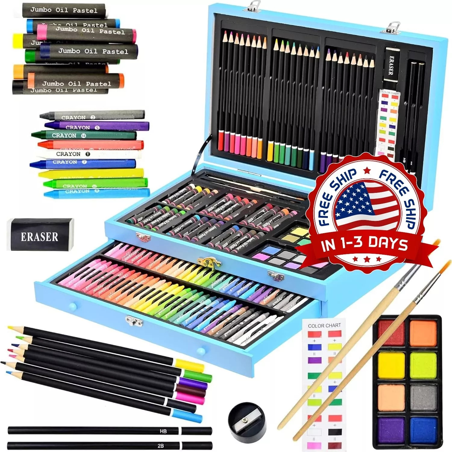 Kit De Lapices De Colores Para Dibujar Y Dibujar 145 Piezas Suministros De Arte.