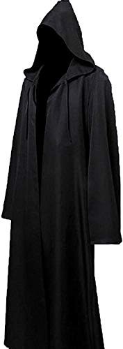 Men's Black Hooded Robe - Classic Wizard Costume for Halloween Celebrations
