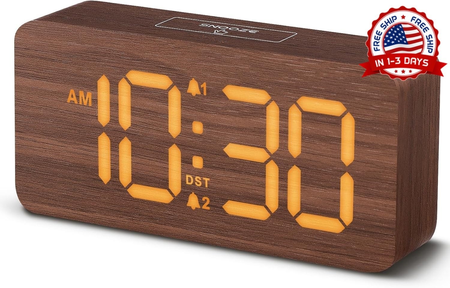 Reloj alarma madera mesita doble volumen alto numeros grandes regalo dormitorio