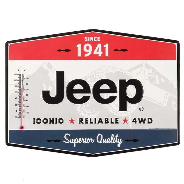 Jeep Embossed Metal Wall Thermometer Collectible Advertising Vintage