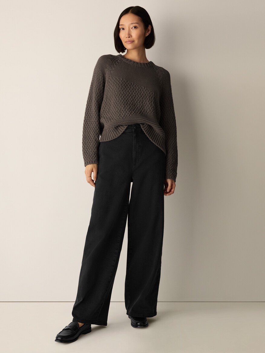 NEW - Eileen Fisher Cotton Stretch Denim Roomy Wide Trouser - BLACK NEW - Eileen Fisher Cotton Stretch Denim Roomy Wide Trouser - BLACK