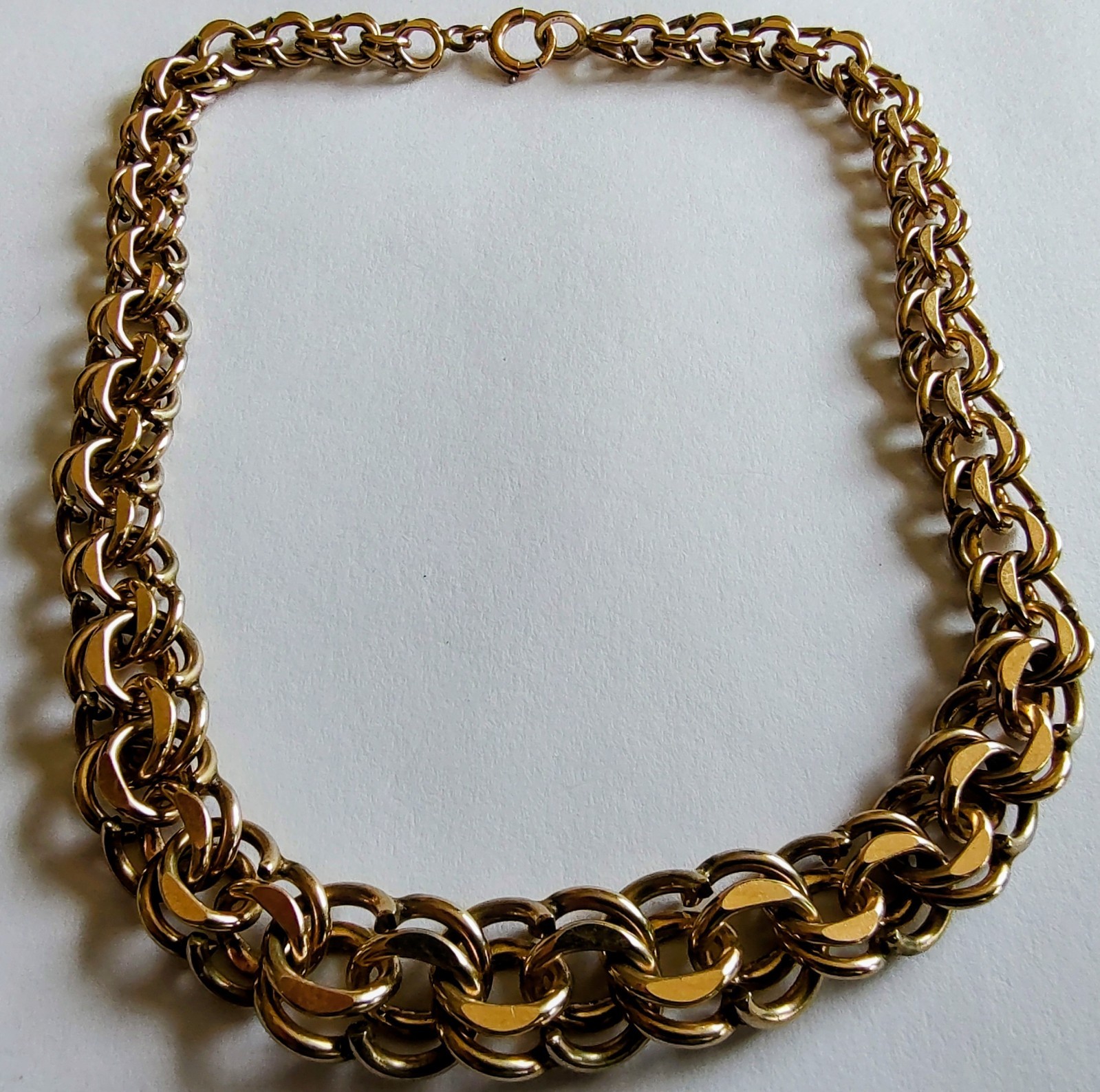 Vintage 1/20 12K Gold Filled Graduated Double Link Choker Necklace 14” 42g