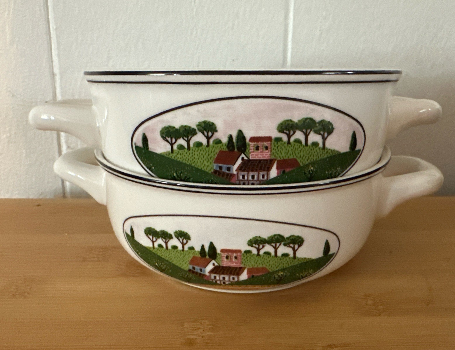 VILLEROY & BOCH PORCELAIN - (2) Cream Soup Cup, Boullion Bowl, Handled Soup Cup VILLEROY & BOCH PORCELAIN - (2) Cream Soup Cup, Boullion Bowl, Handled Soup Cup