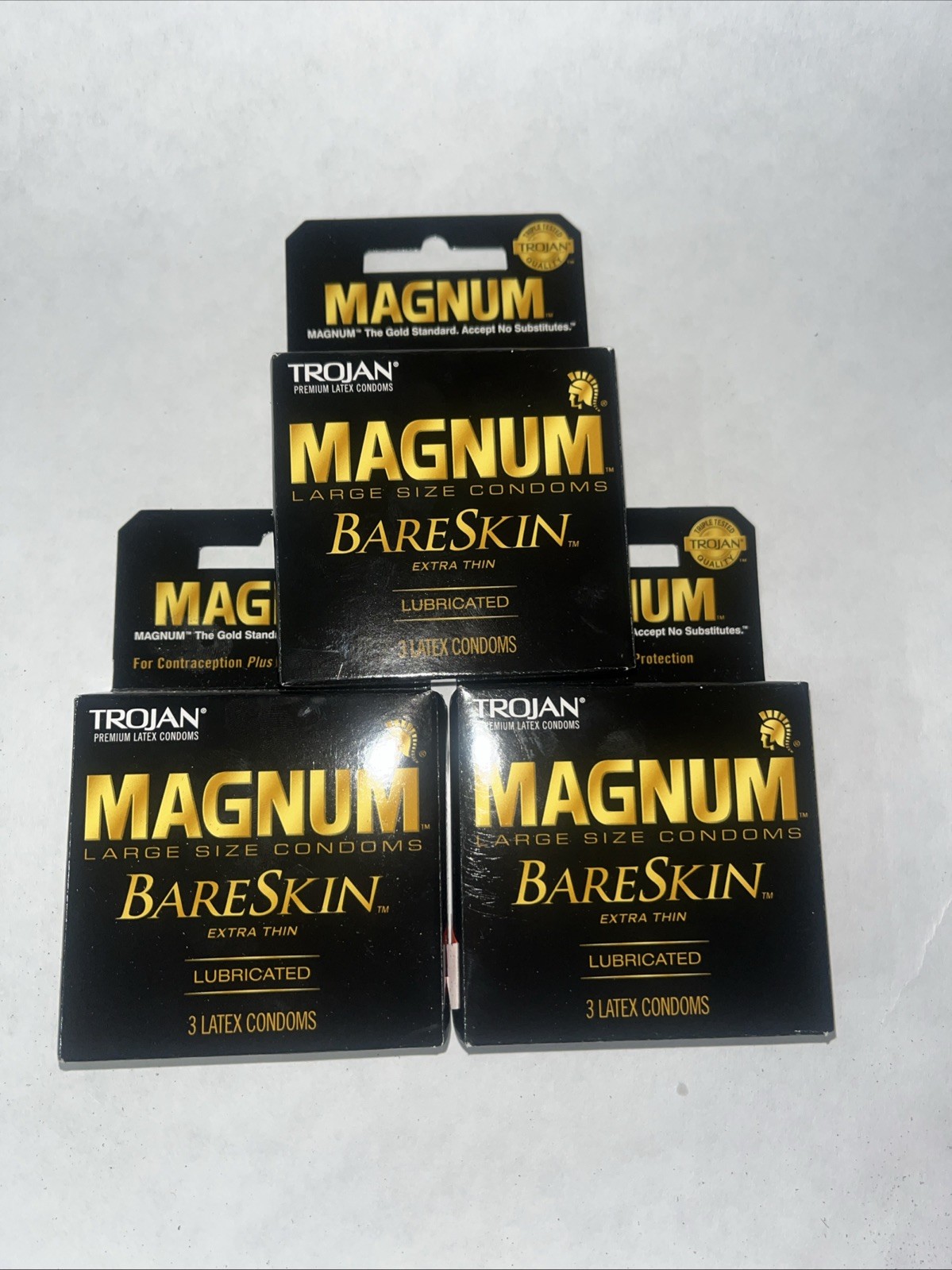 Trojan Magum Bareskin Large Size Condoms - 3 Count, Pack of 3