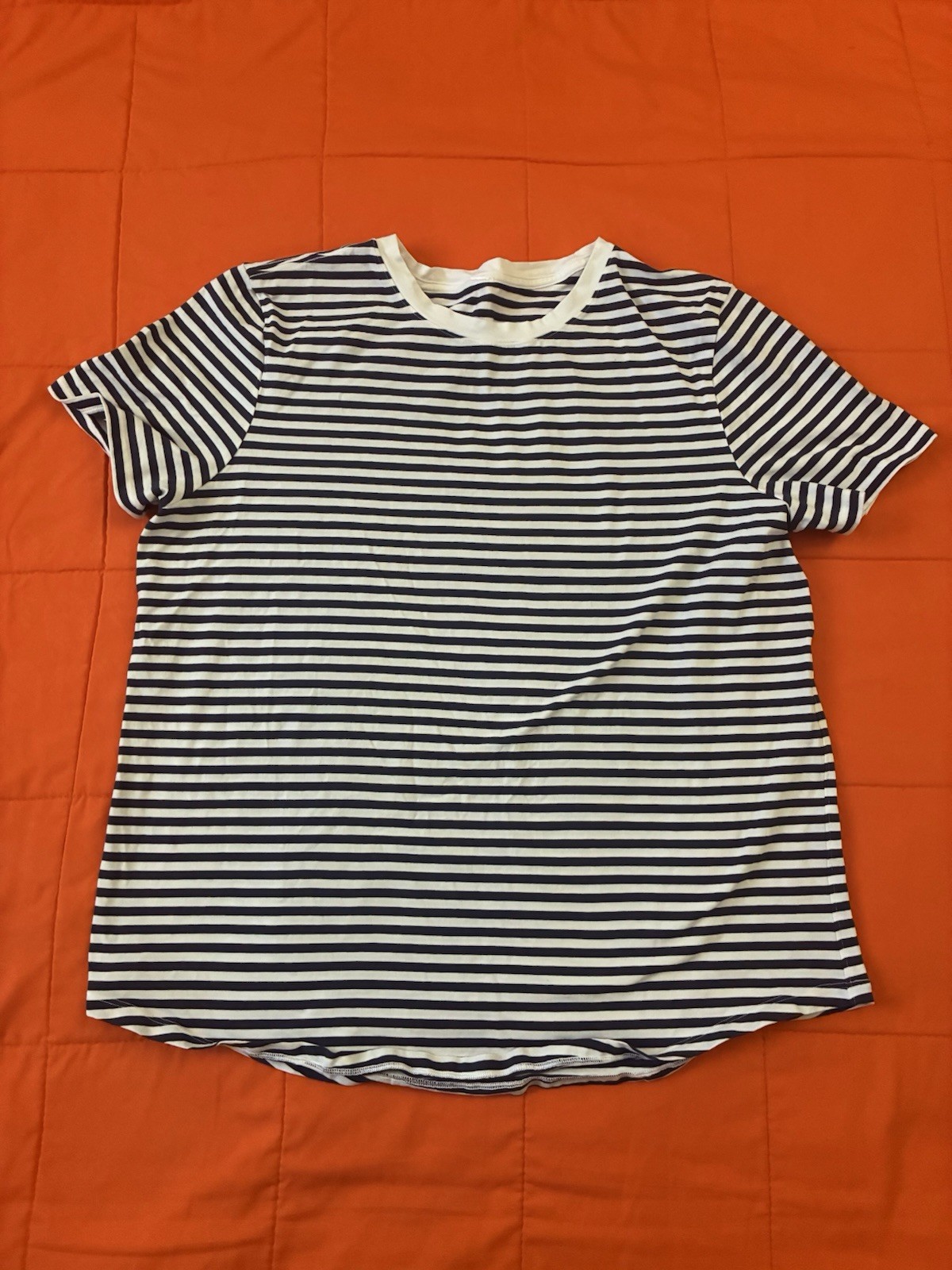 LULULEMON Shirt Womens 12 Love Blue Striped crewneck short-sleeve
