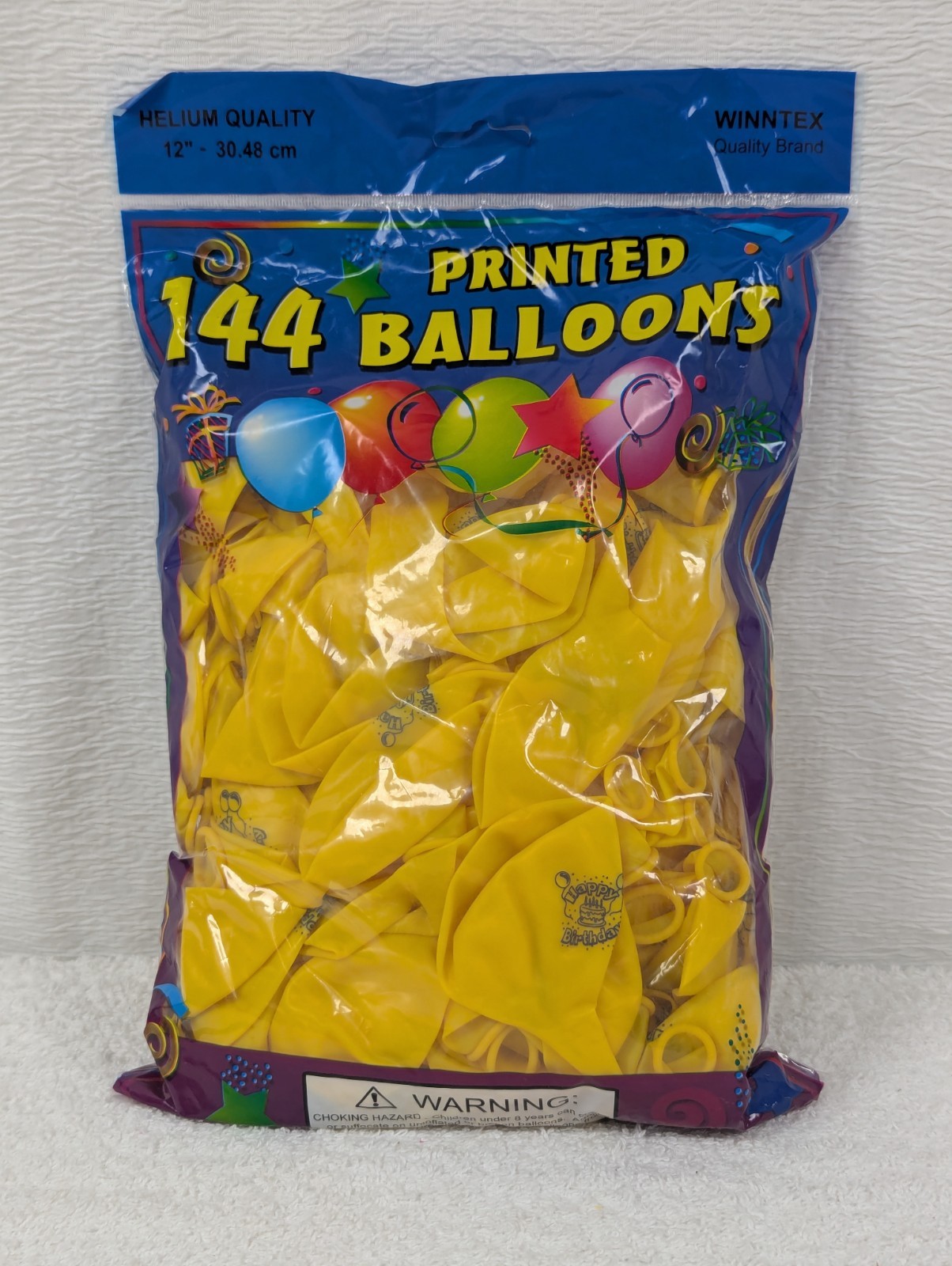 12 inch - Yellow Balloons - Happy Birthday Party Helium Balloons - 144 Pack