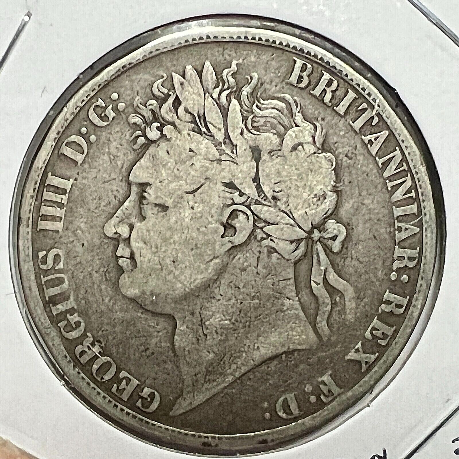 1821 GREAT BRITAIN SILVER KING GEORGE ONE CROWN  BETTER GRADE