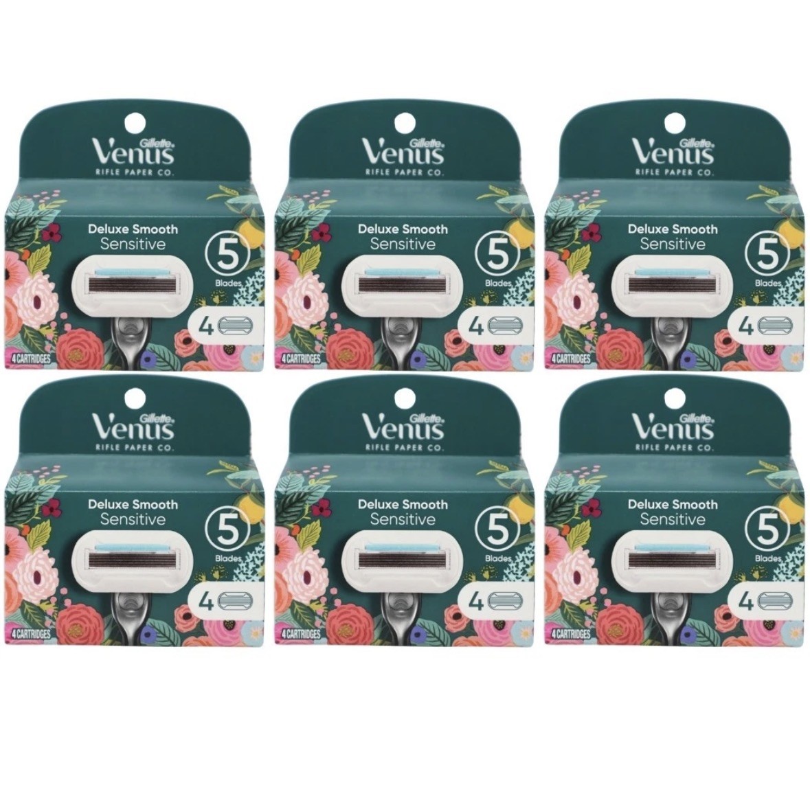 6 Pack - Gillette Venus Deluxe Smooth Sensitive Razor Blade Cartridges, 4 Count 6 Pack - Gillette Venus Deluxe Smooth Sensitive Razor Blade Cartridges, 4 Count