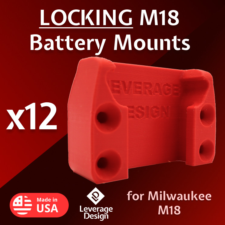 2025 SPECIAL 12 Pack: HEAVY DUTY Milwaukee M18 Battery Holder/Mount MADE IN USA 2025 SPECIAL 12 Pack: HEAVY DUTY Milwaukee M18 Battery Holder/Mount MADE IN USA