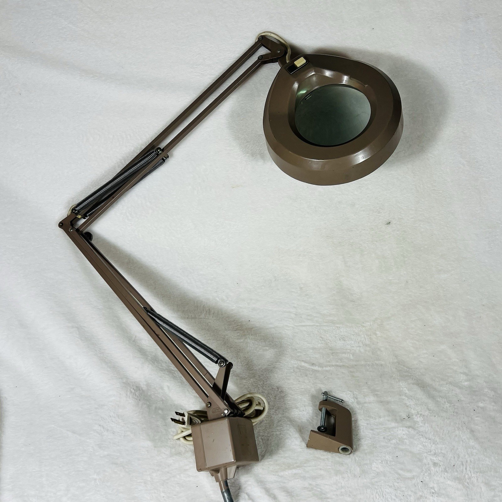 Vintage Luxo Articulating Magnifier Lamp Industrial Workbench Light Clamp Mount