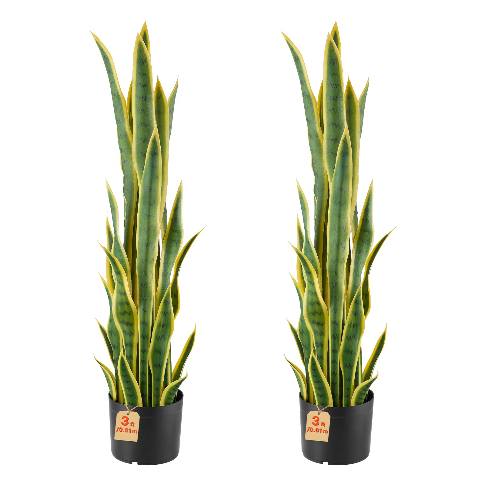 VEVOR Artificial Snake Plants 10W x 36H in Fake Snake Plants with Pot 2 Pack