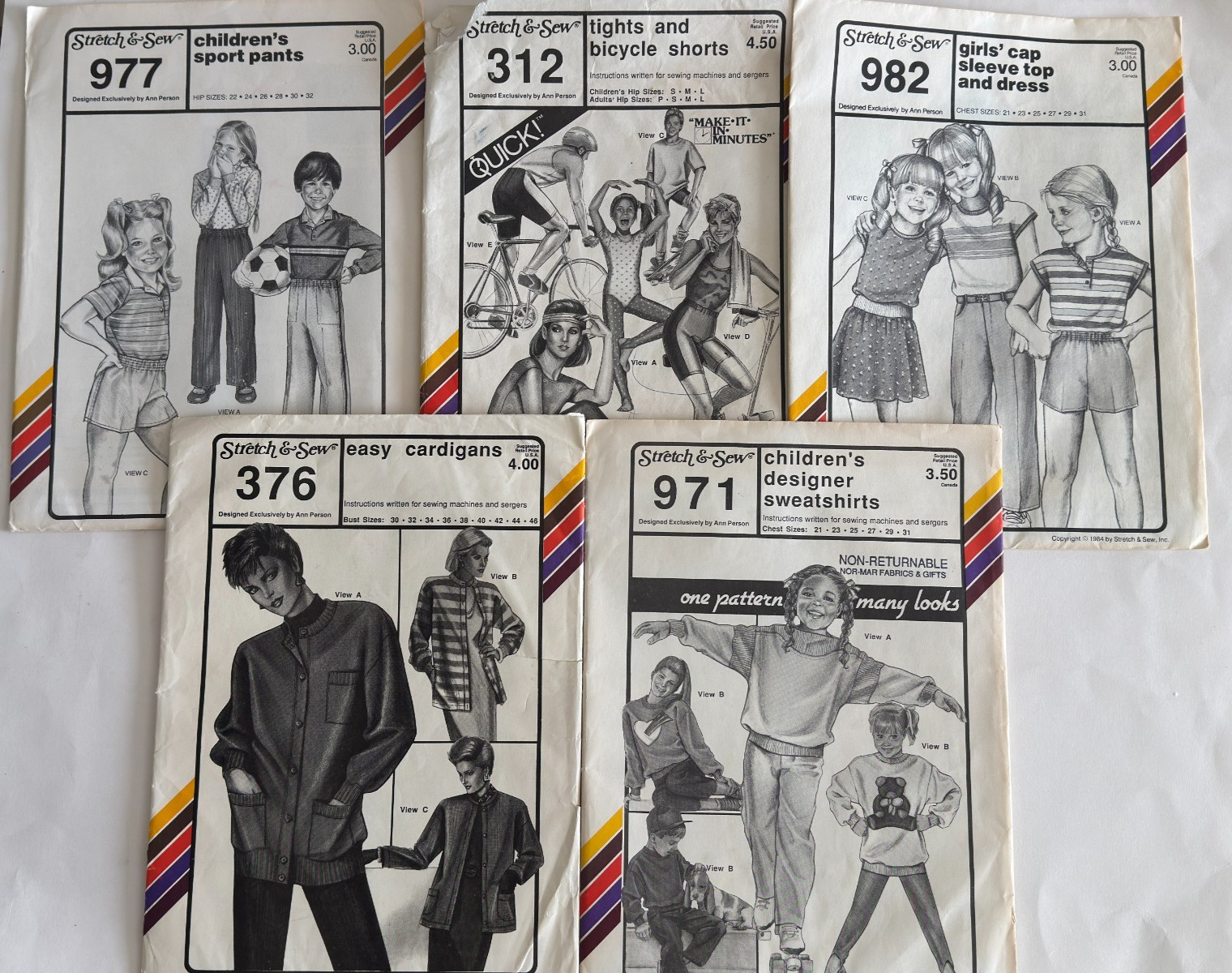 Lot 5 Stretch & Sew 1980s Ann Person Patters Pants Shorts Tops Dress Cardigan