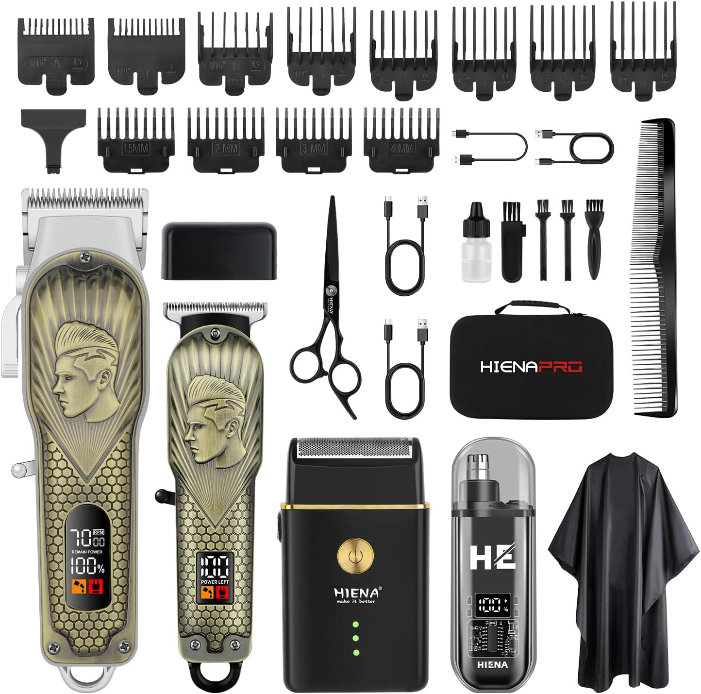 HIENA PRO Professional Hair Clippers for Men Clippers and Trimmer Set