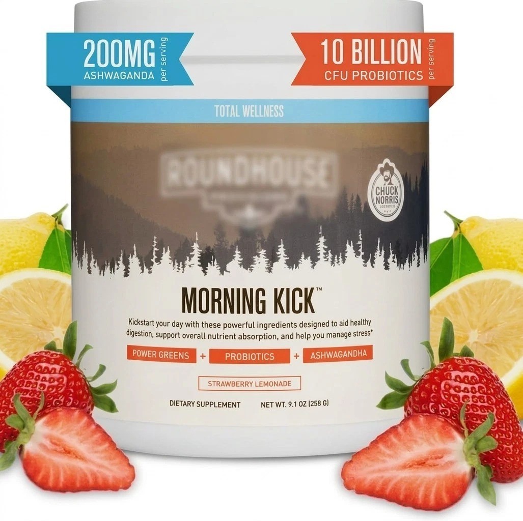 Chuck Norris Morning Kick Greens Superfood Powder Supplement Ashwagandha