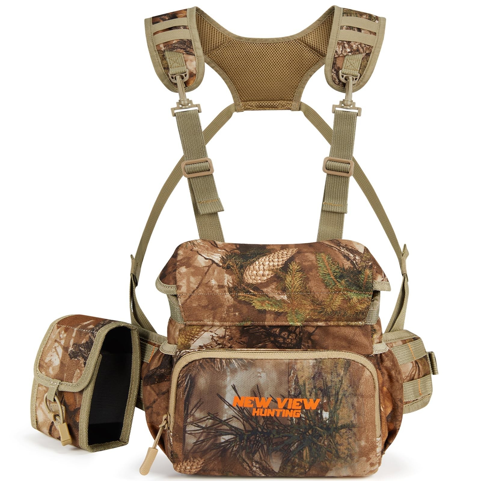 NEW VIEW Silent Binocular Harness Chest Pack, Hunting Bino Case, MOLLE Straps