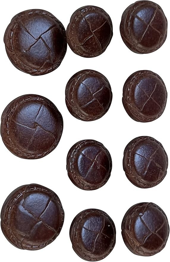 ATbutton Premium New 11 Pieces Genuine Leather Cross Blazer Button Set - Luggage ATbutton Premium New 11 Pieces Genuine Leather Cross Blazer Button Set - Luggage