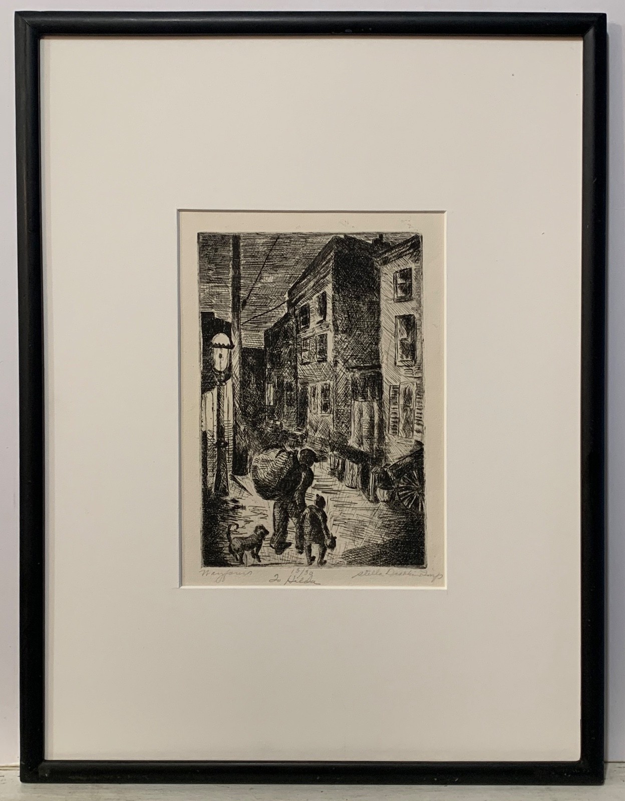 Listed Artist Stella Drabkin Original Signed Etching Wayfarers Philadelphia
