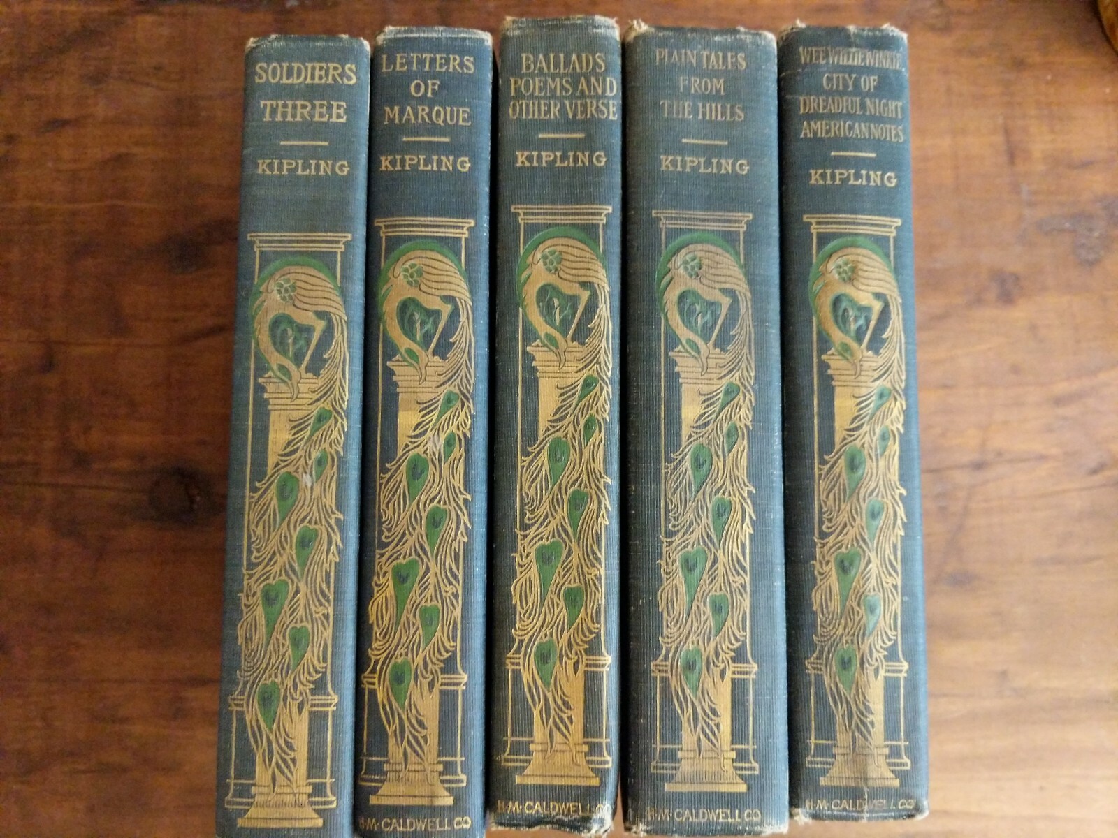 Rudyard Kipling 1899 1st Oriental Ed, Gilded Illustrated 5 Vols Beautiful