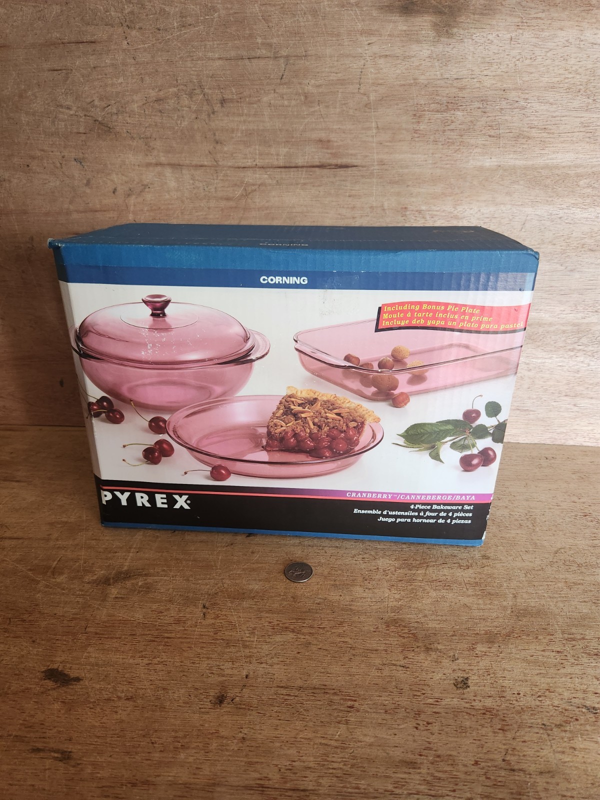 Corning Pyrex Vision Ware Cranberry Bakeware Set 4 Pc 6017447 Sealed Box 1995