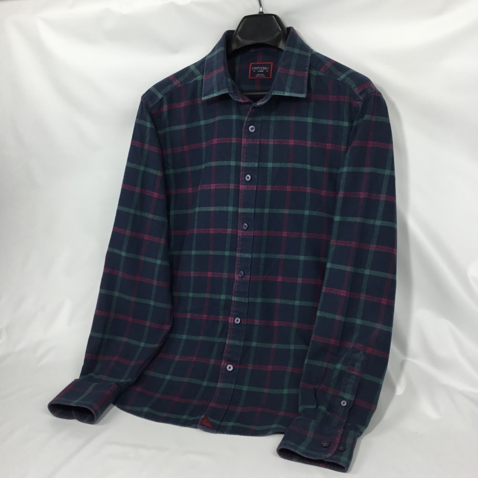 UNTUCKit Mens Flannel Shirt Large Fawley Blue Plaid Long Sleeve Cotton Outdoor UNTUCKit Mens Flannel Shirt Large Fawley Blue Plaid Long Sleeve Cotton Outdoor