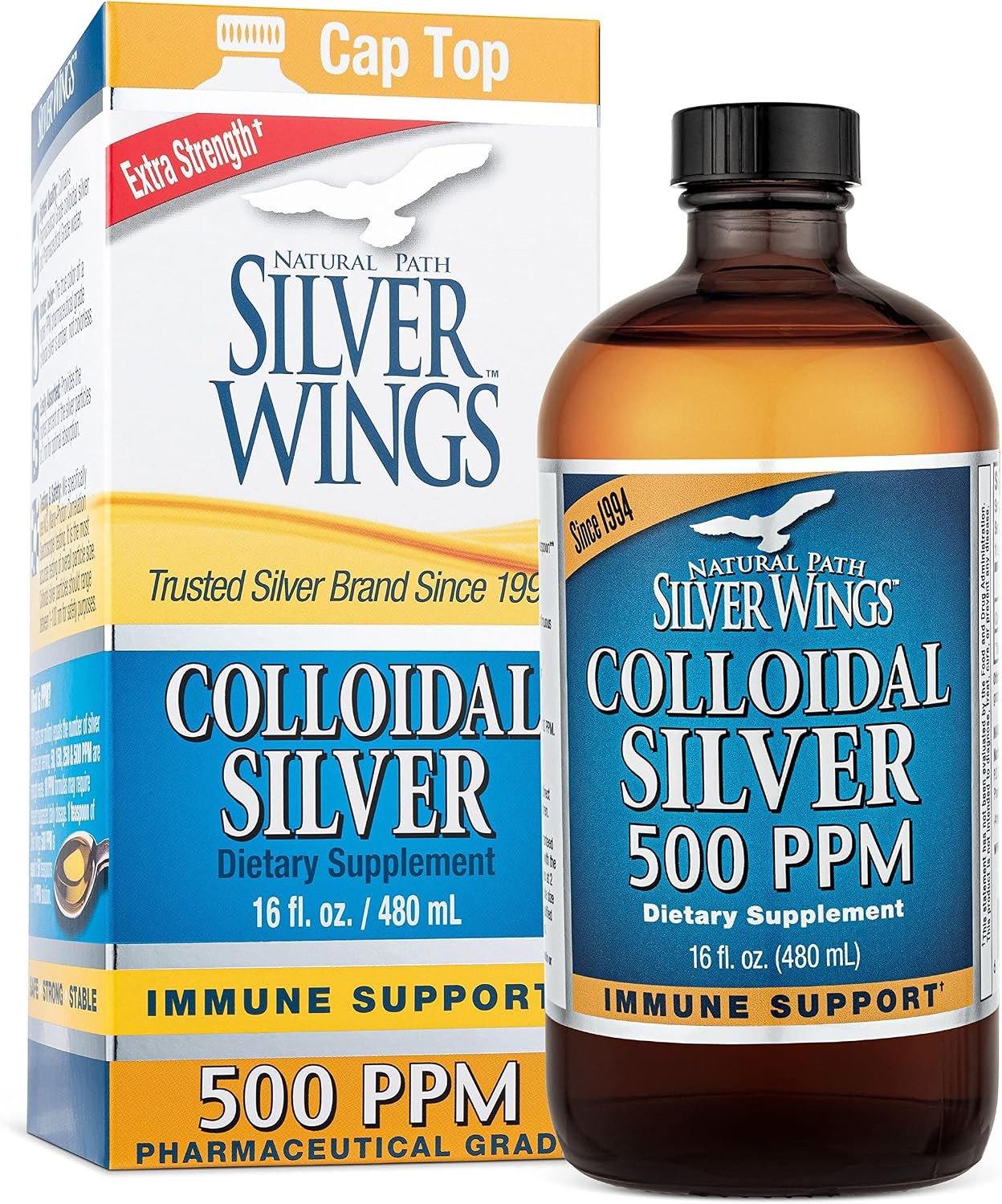 Natural Path Silver Wings Colloidal Silver 500ppm (2,500mcg) Immune Support Su