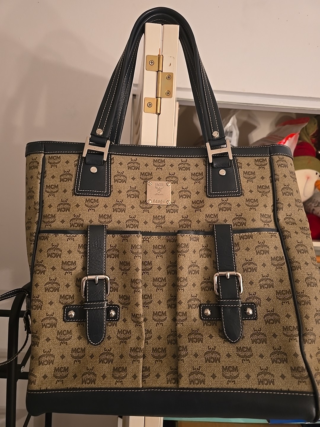 MCM Tote Bag Navy Blue Silver Hardware MCM Tote Bag Navy Blue Silver Hardware