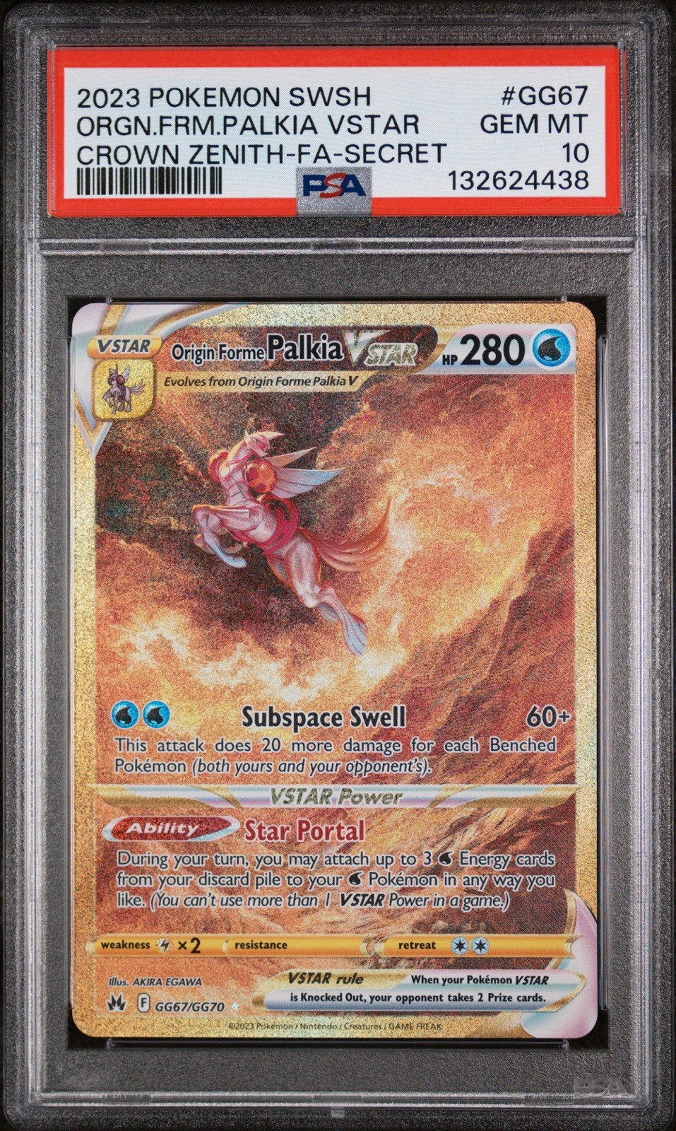 2023 Pokemon SWSH #GG67 Origin Forme Palkia VStar Crown Zenith FA Secret PSA 10