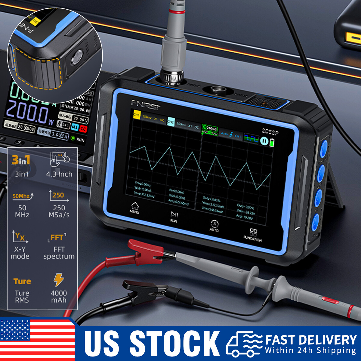 3-in-1 FNIRSI-2C53P LCD 2 Channel Signal Generator Digital Storage Oscilloscope~