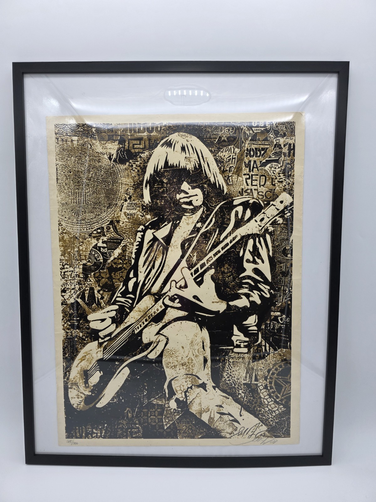Shepard Fairey Johnny Ramone 2008 Signed 165/300 OBEY Screen Print Shepard Fairey Johnny Ramone 2008 Signed 165/300 OBEY Screen Print