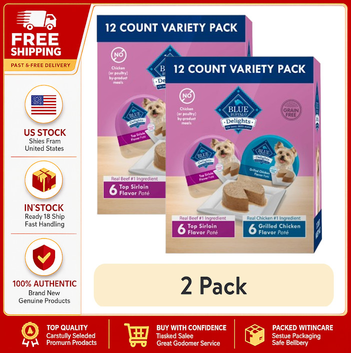 2 Pack Blue Buffalo Delights Small Breed Natural Wet Dog Food Variety Pack,12 Ct 2 Pack Blue Buffalo Delights Small Breed Natural Wet Dog Food Variety Pack,12 Ct