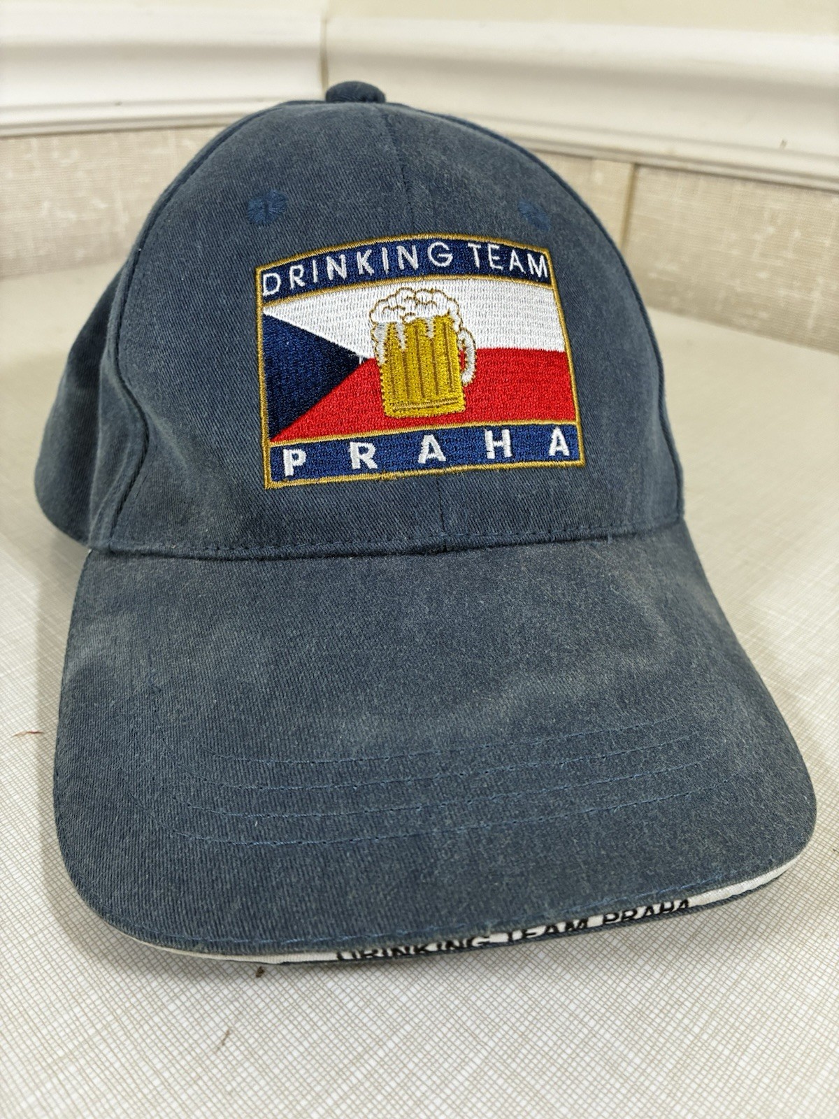 Vintage Praha Drinking Team Blue Baseball Cap Czech Republic Embroidered Flag Vintage Praha Drinking Team Blue Baseball Cap Czech Republic Embroidered Flag