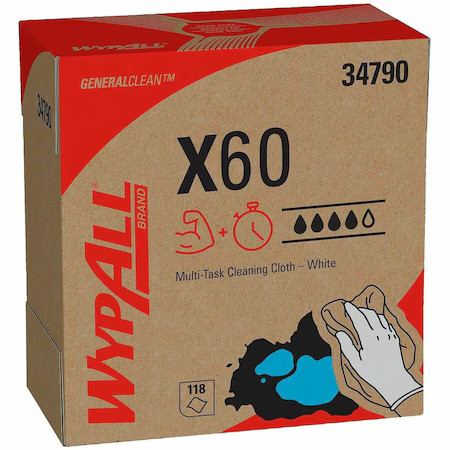 Wypall 34790 Wypall Generalclean X60 Multi-Task Cloths, Pop-Up Box, White, 118 Wypall 34790 Wypall Generalclean X60 Multi-Task Cloths, Pop-Up Box, White, 118