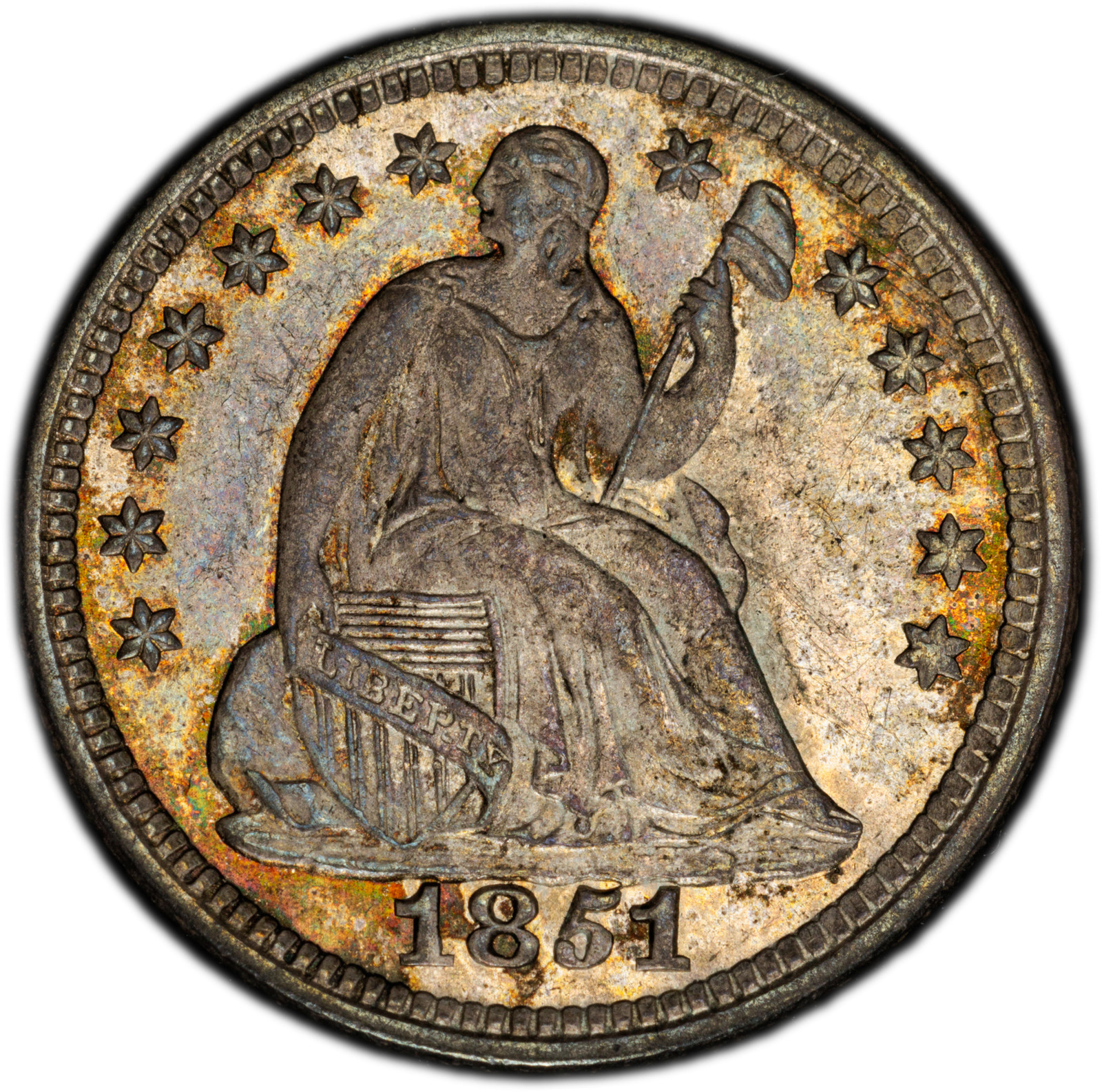 1851-O H10C Liberty Seated Half Dime PCGS MS65+ (CAC) 1851-O H10C Liberty Seated Half Dime PCGS MS65+ (CAC)