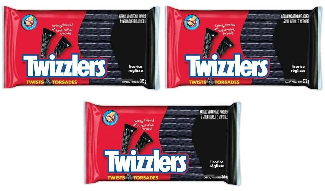 TWIZZLERS Twists Licorice Candy, 375g (3 Pack)