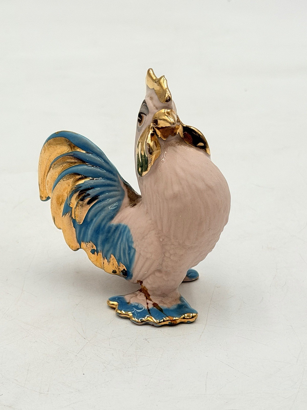 ADORABLE Kitschy Vtg Hagen Renaker Pink Gold Teal Bisque Rooster Hen ( NO ROSE) ADORABLE Kitschy Vtg Hagen Renaker Pink Gold Teal Bisque Rooster Hen ( NO ROSE)