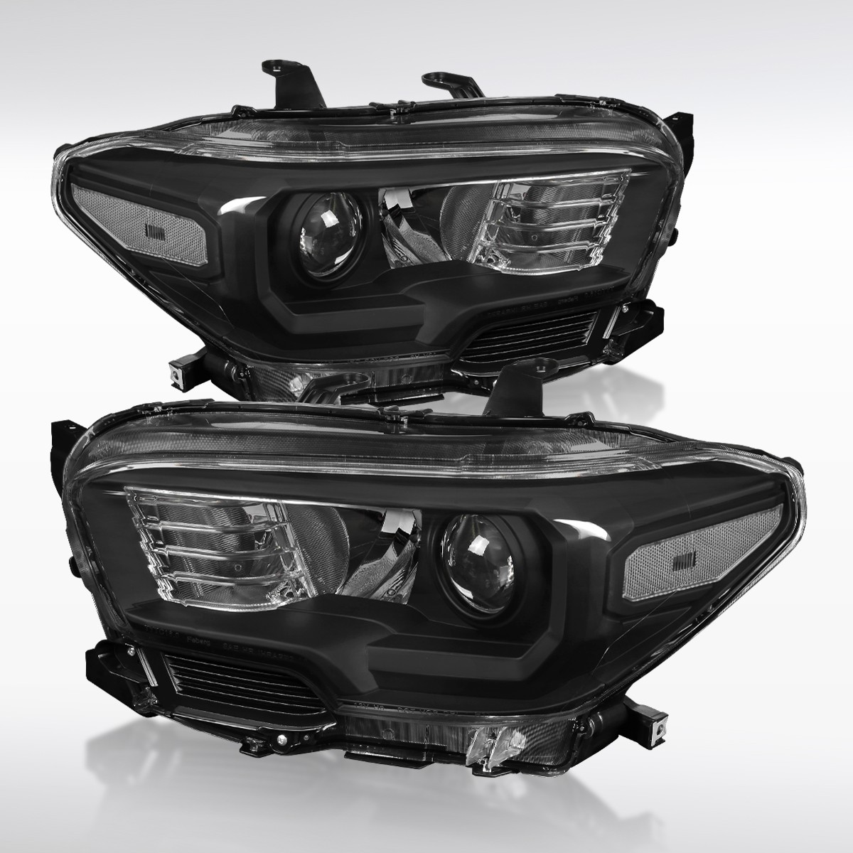 Fit 2016-2023 Toyota Tacoma Black Projector Headlights Head Lamps w/o LED DRL
