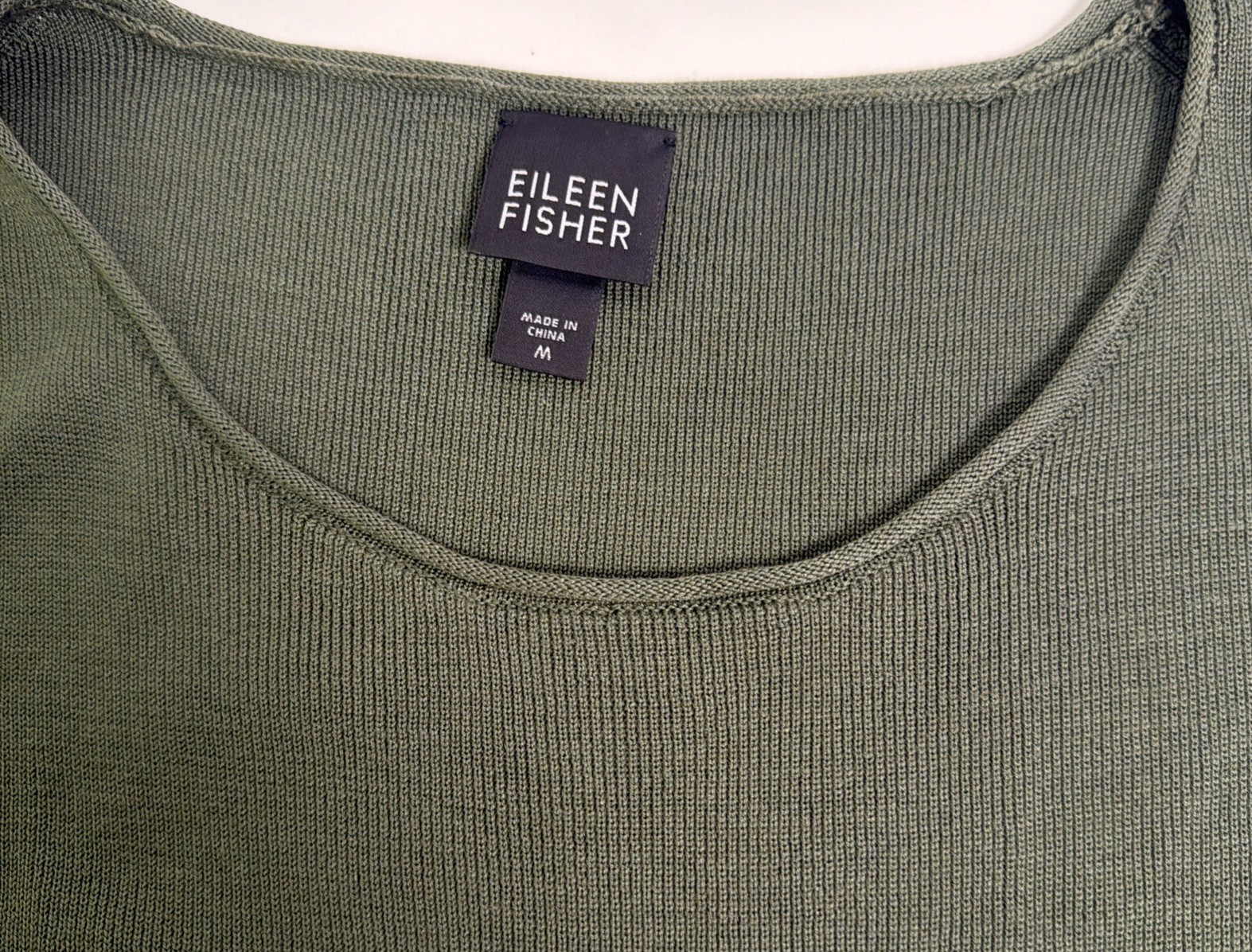 Eileen Fisher Silk Cotton Sleeveless Tank Top Shell Blouse OliveGreen Sz Medium