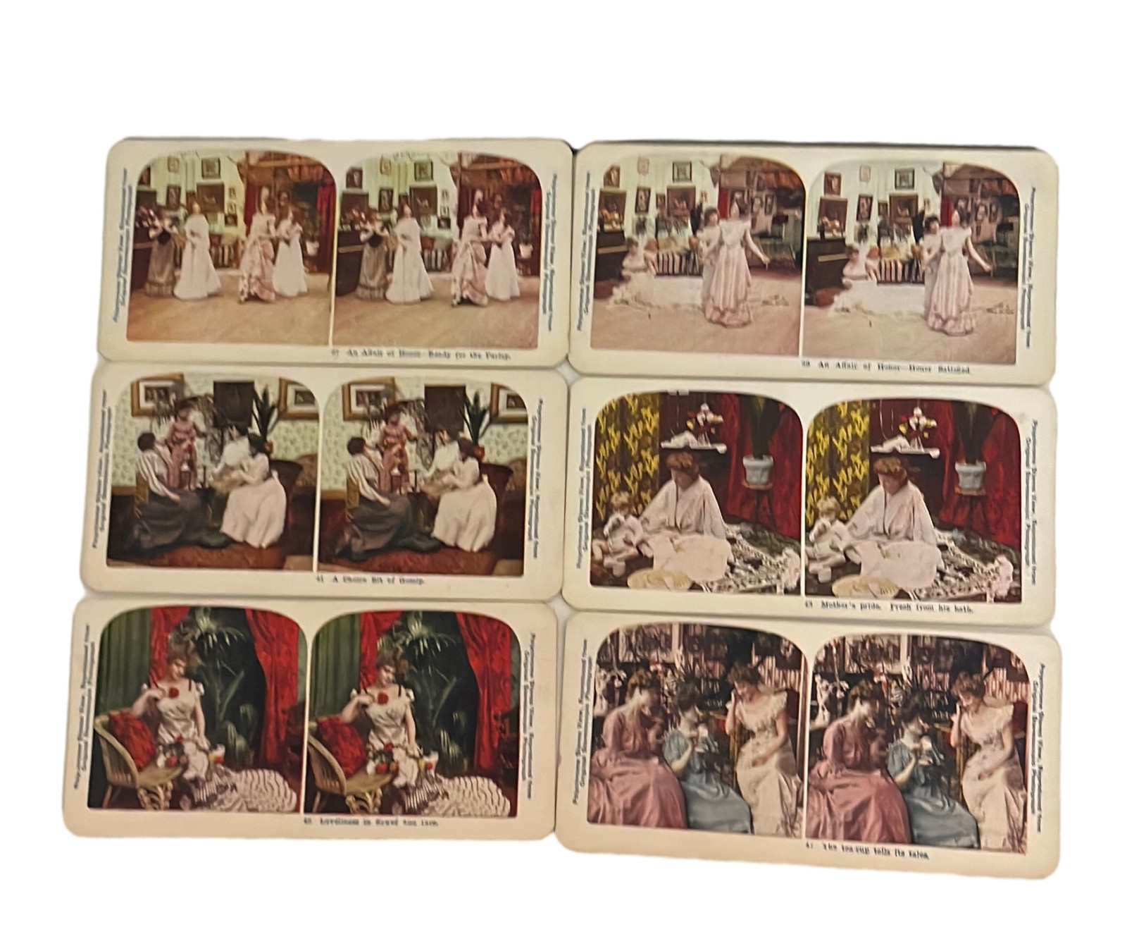 Lot of 6 Hand Colored Victorian Era Women Stereoview Cards Stereograph