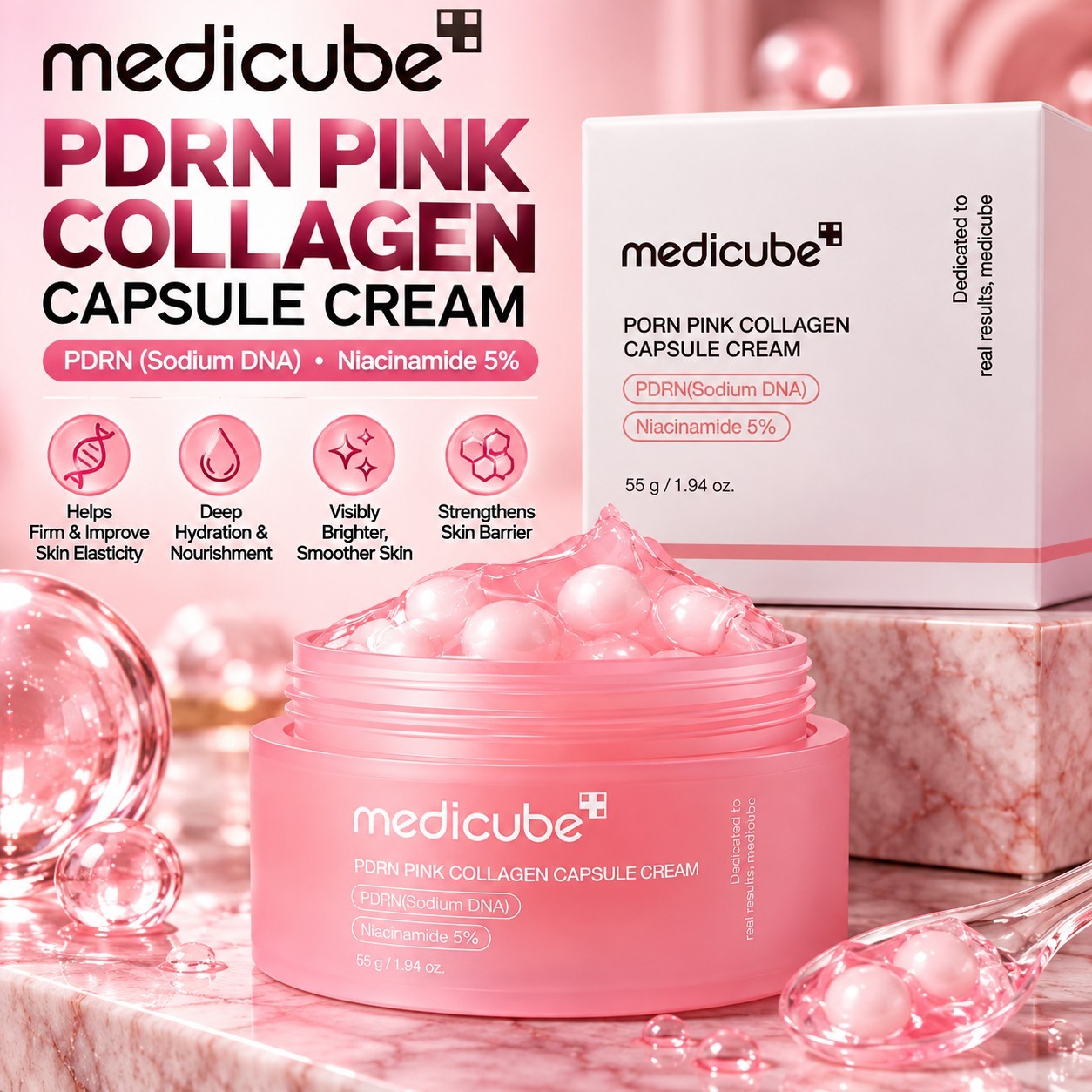 Medicube PDRN Pink Collagen Capsule Cream 55g  Korean Cosmetics Exp 7/28