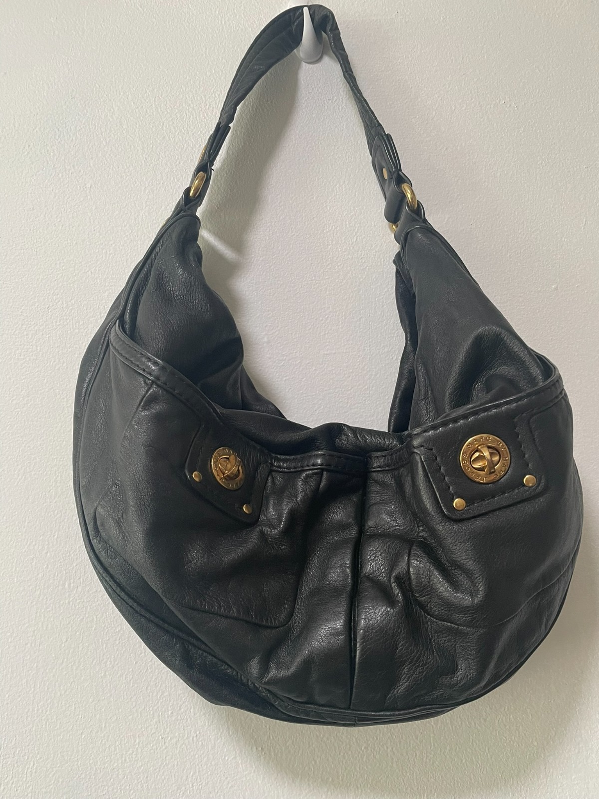 Vintage Marc Jacobs Totally Turnlock Farida Hobo Leather Black Y2K Bag Vintage Marc Jacobs Totally Turnlock Farida Hobo Leather Black Y2K Bag