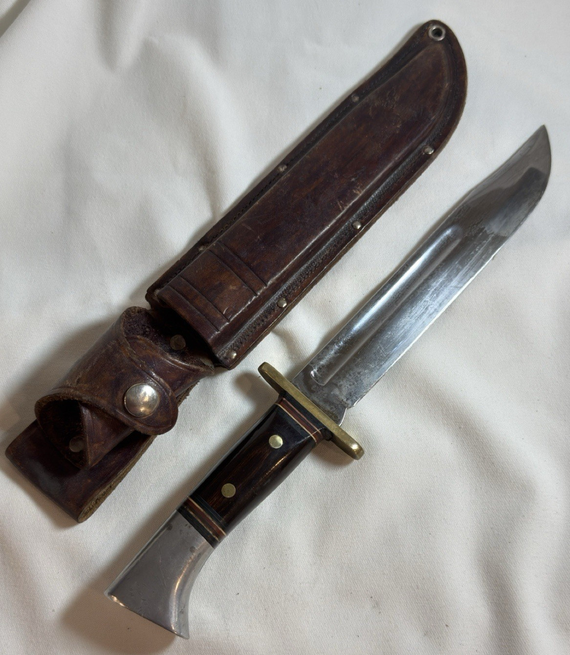 Early Vintage Western Cutlery W46 8 inch Fighting Combat Knife w/ Leather Sheath
