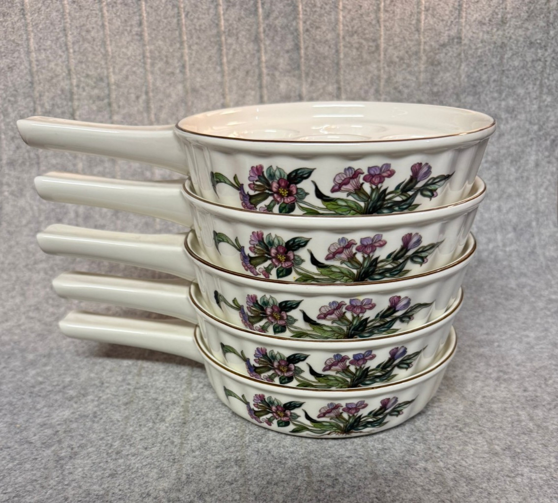 Vintage VILLEROY & BOCH V Botanica Escargot Dishes w/ Handle 6” Round 