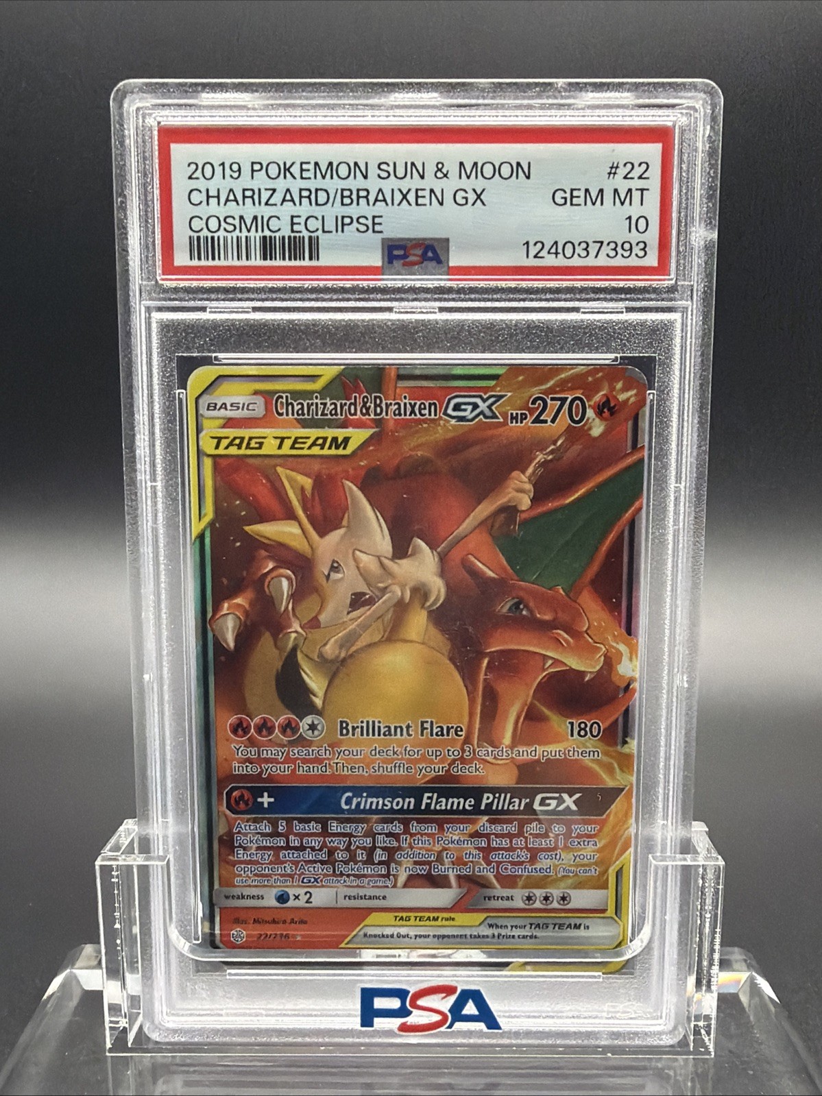 2019 Pokemon Sun & Moon Charizard/Braixen GX #22 PSA 10