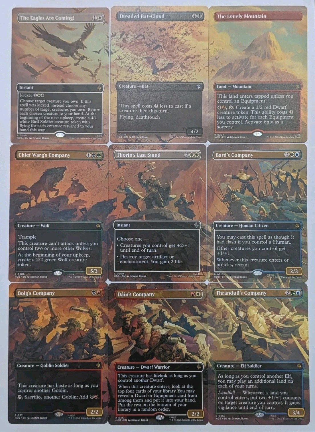 Battle Of The 5 Armies MTG HOBBIT Complete Scene Set Of ALL 9 Borderless Cards 