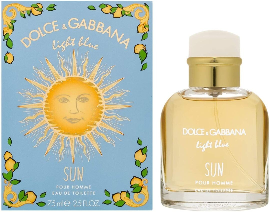 Dolce & Gabbana Light Blue Sun Pour Homme 75ml / 2.5 oz EDT Spray Rare