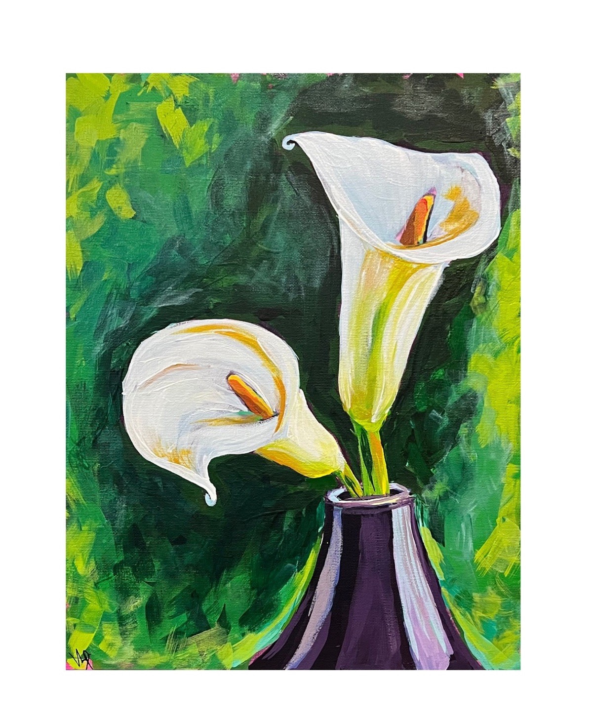 White Calla Lilies VLP Hand Painted Floral Wall Art 14x11” Canvas Panel White Calla Lilies VLP Hand Painted Floral Wall Art 14x11” Canvas Panel
